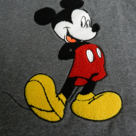 Disney Mickey Mouse Sweatshirt Womens Grey Crewneck Terry Cloth Logo Large - Picture 4 of 8